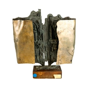 J.B. THOMPSON Brutalist Bronze Sculpture on Stand