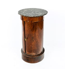 French Empire Mahogany and Marble Top Drum Table