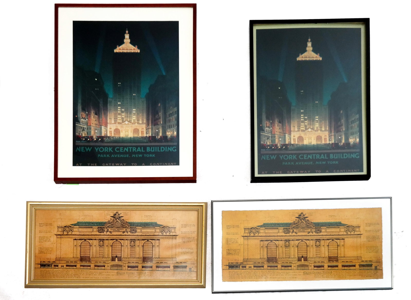 Four NYC Grand Central Posters: Four posters, including two New York Central posters and two Grand Central architectural posters. [Largest frame: 41" H x 29" W].
