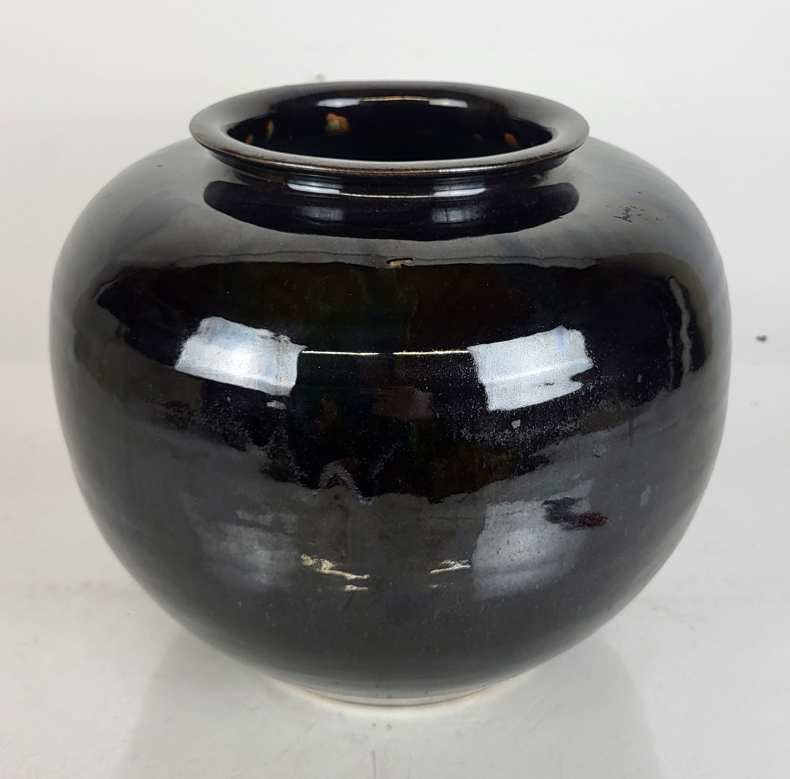 Japanese Black Glazed Pottery Vase (1 of 12)
