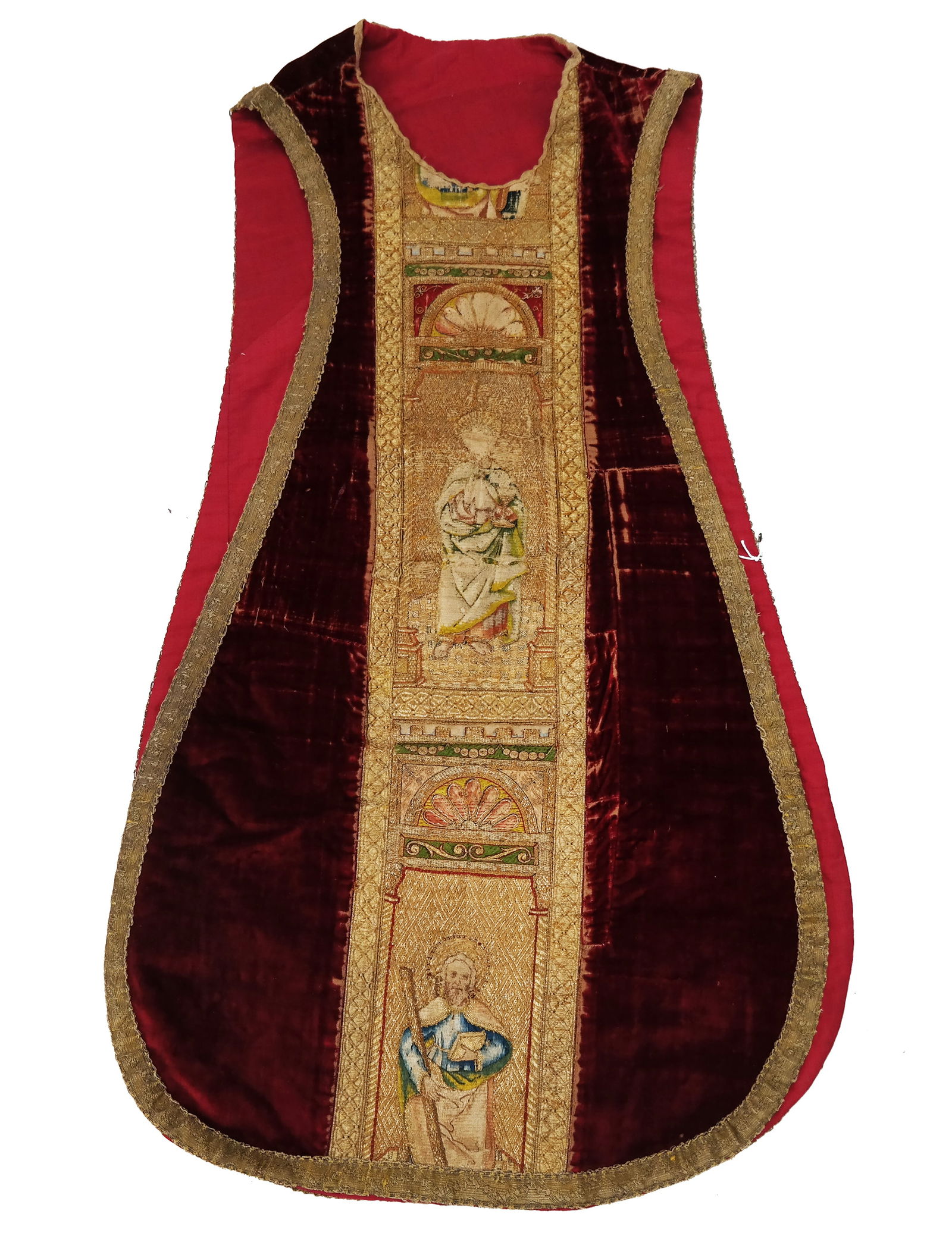 Renaissance Embroidered Silk Chasuble: Renaissance Embroidered Silk Chasuble, Italian, 16th/17th century.