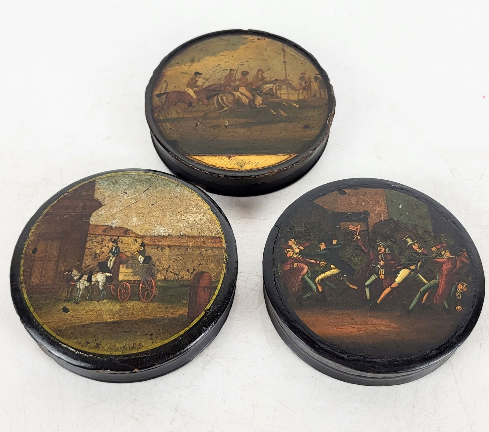 3 Hand-Painted Snuff Boxes with Figural Scenes (1 of 16)