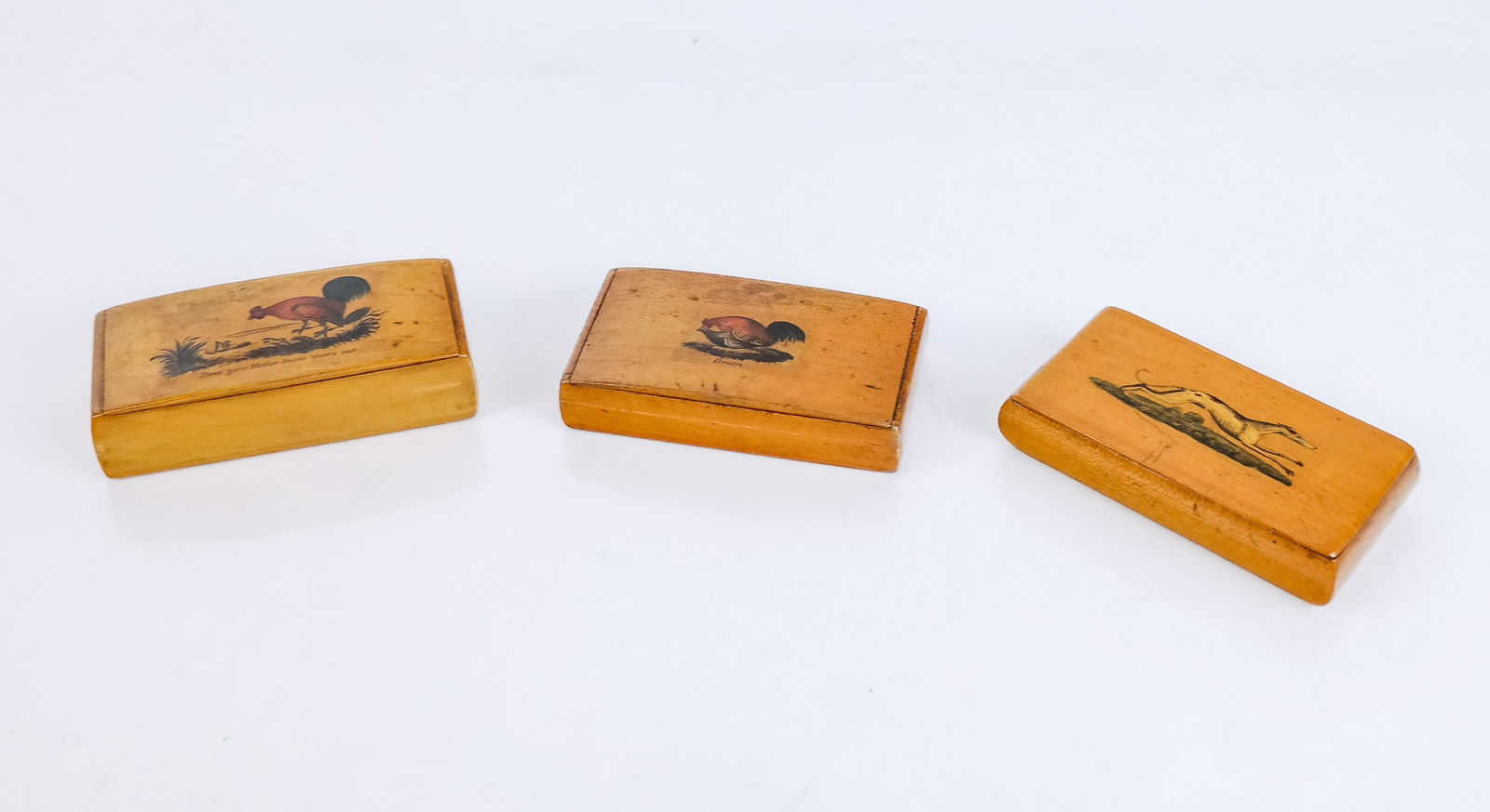 Three Mauchline Ware Hand-Painted Snuff Boxes (1 of 9)
