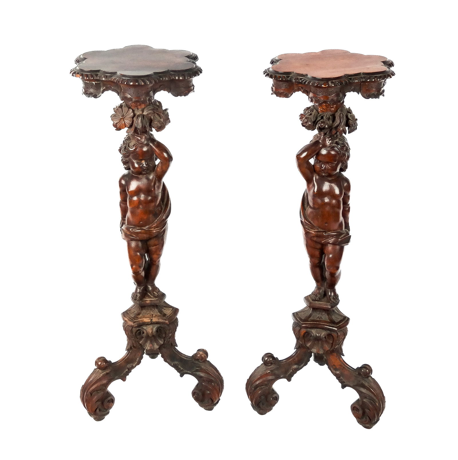 Pair of Rococo Revival Carved Mahogany Pedestals (1 of 18)