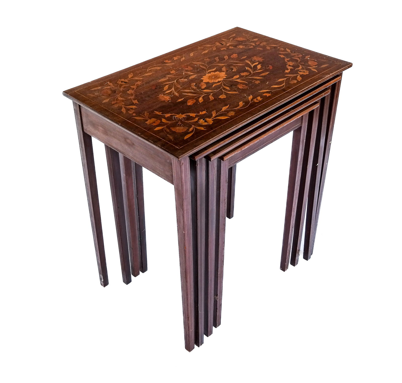 Dutch Marquetry Inlaid 4 Nesting Tables (1 of 12)