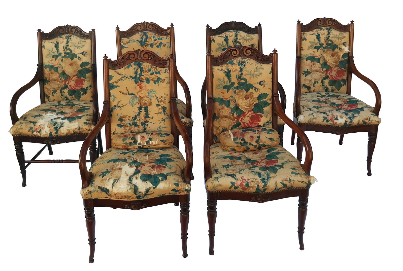 Companion Set of Six Carved Victorian Armchairs (1 of 14)