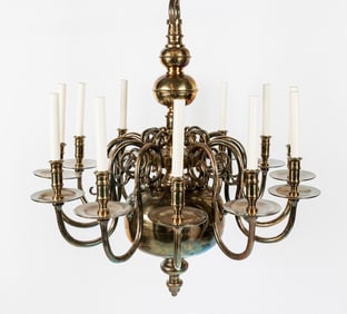 Large American Brass Chandelier