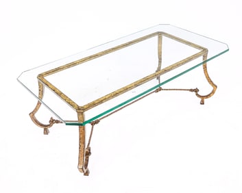 Maison Ramsay Gilded Glass Top Coffee Table