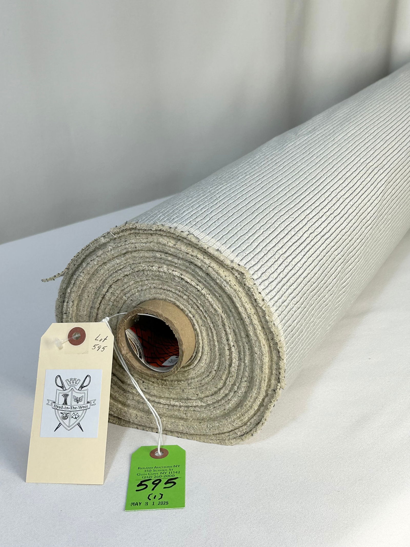 Lee Jofa's Platinum-Colored Ottoman Fabric: 21 1/2 continuous yards of Lee Jofa's platinum and cream distressed-style ottoman for upholstery, # ED 85185.905, 57" width. Woven in Europe and sold through Kravet. The viscose, cotton and nylon blen