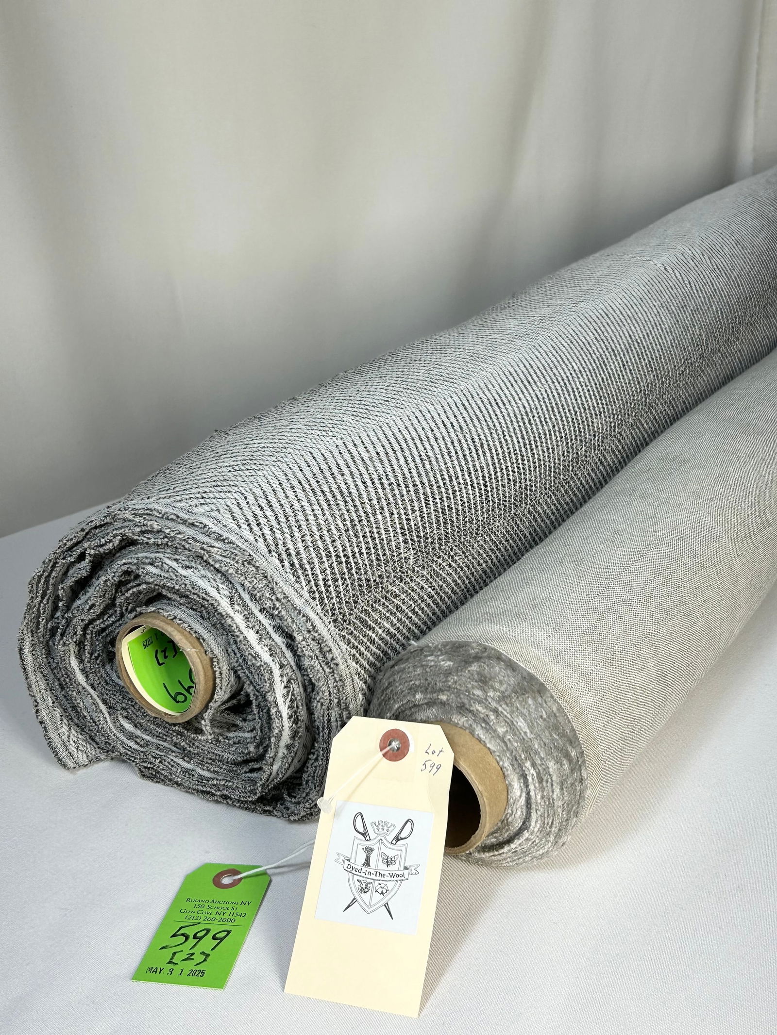 Greige Upholstery And B&W Window Fabrics: 1) 13 yards of a greige multi-purpose linen and viscose blend with a subtle slub, 55" width. In great condition. 2) 10 1/4 yards of a black and white linen/poly blended double-wide 114" width chevron