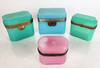 Collection of 4 Opaline Boxes
