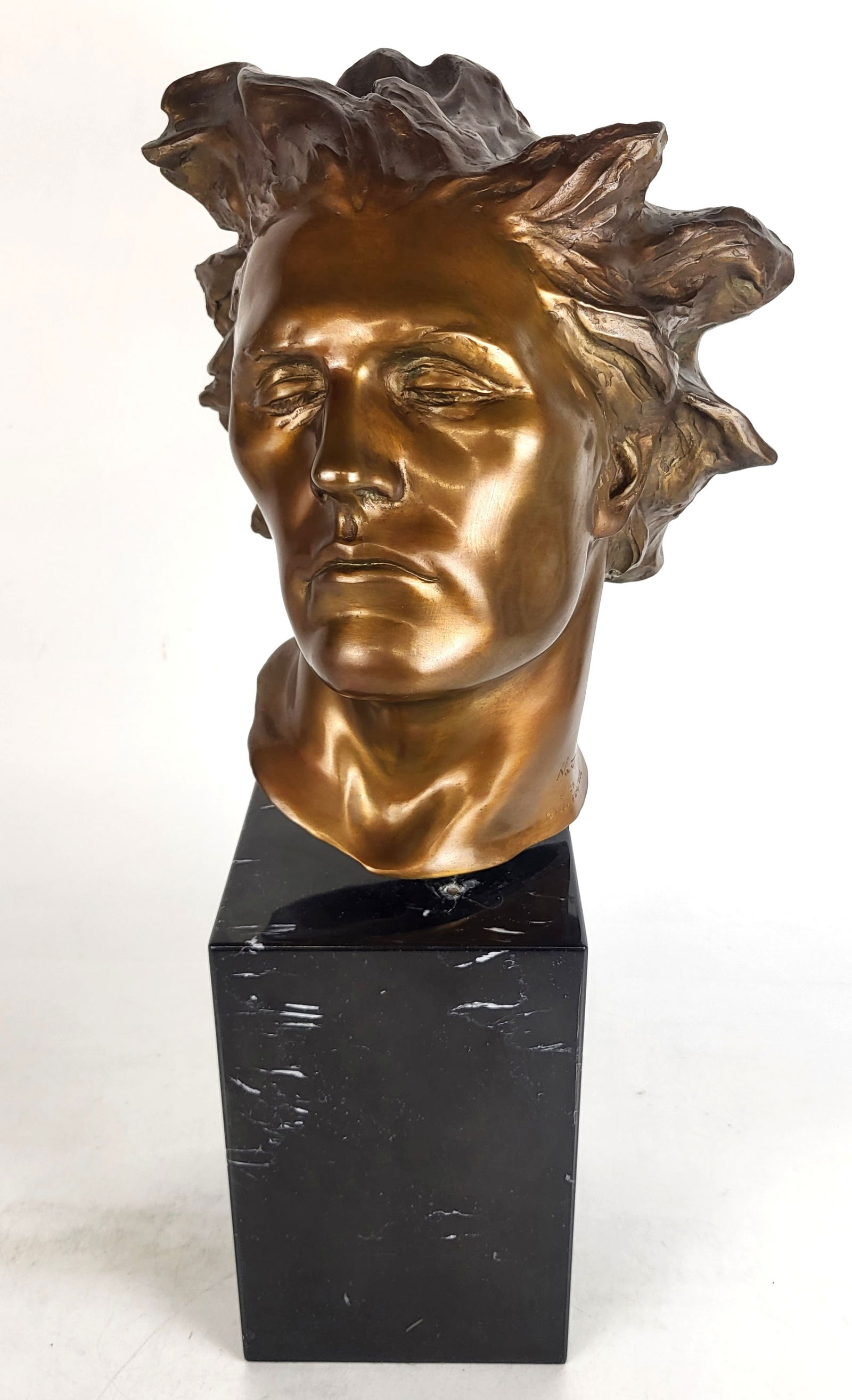 Frederick Hart "Encounter" Bronze on Marble Base: Frederick Hart (American, 1943-1999) "Encounter", 1994, bronze sculpture of a head on a marble base, signed Hart, dated and editioned 2/25 to lower. [23" H x 11" W x 11" D]. Overall condition is good