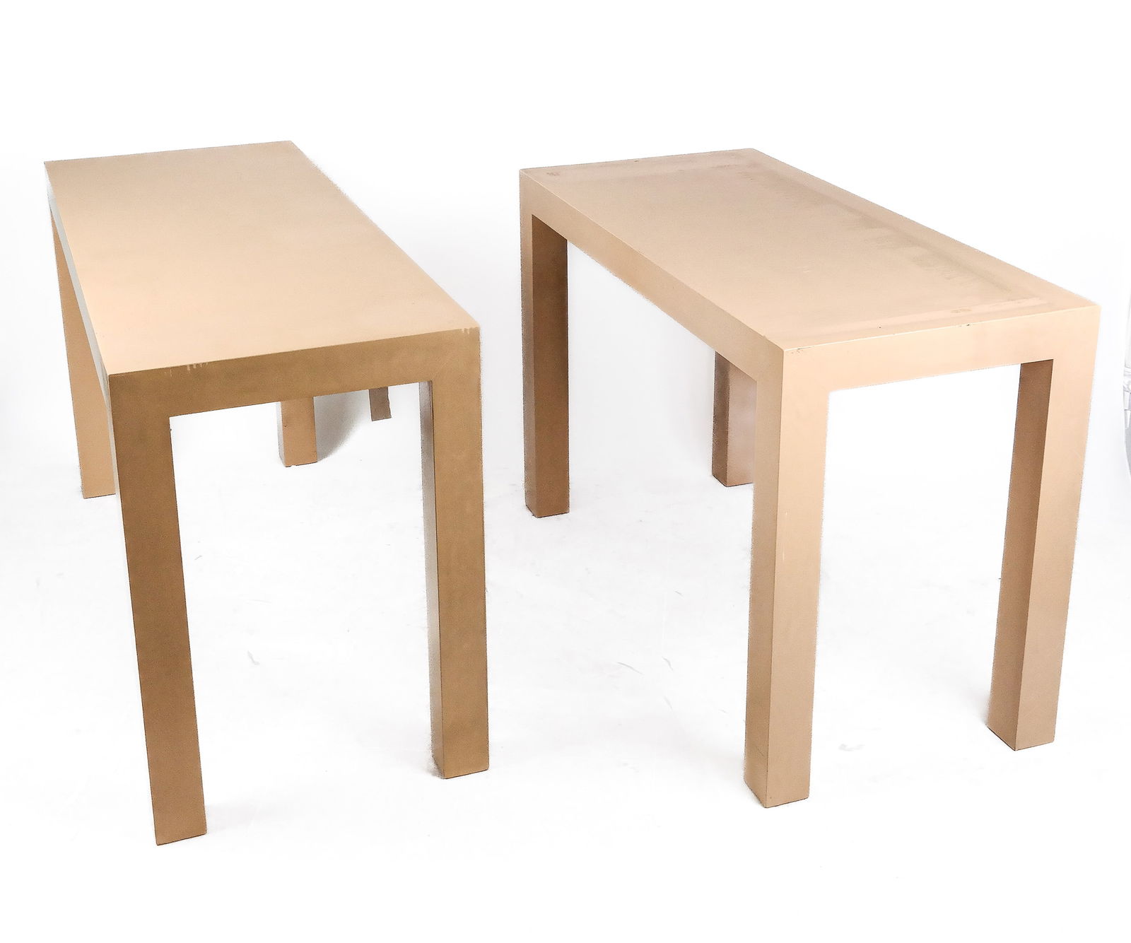 Two Cream Mid-Century Modern Parsons Tables (1 of 9)