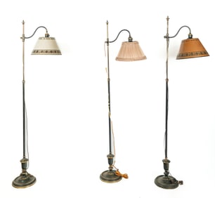 Three Tole Painted Floor Lamps