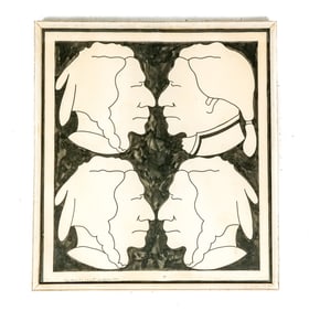 John WESLEY: "Geo. Washington & 3 Indians" - Ink on Paper