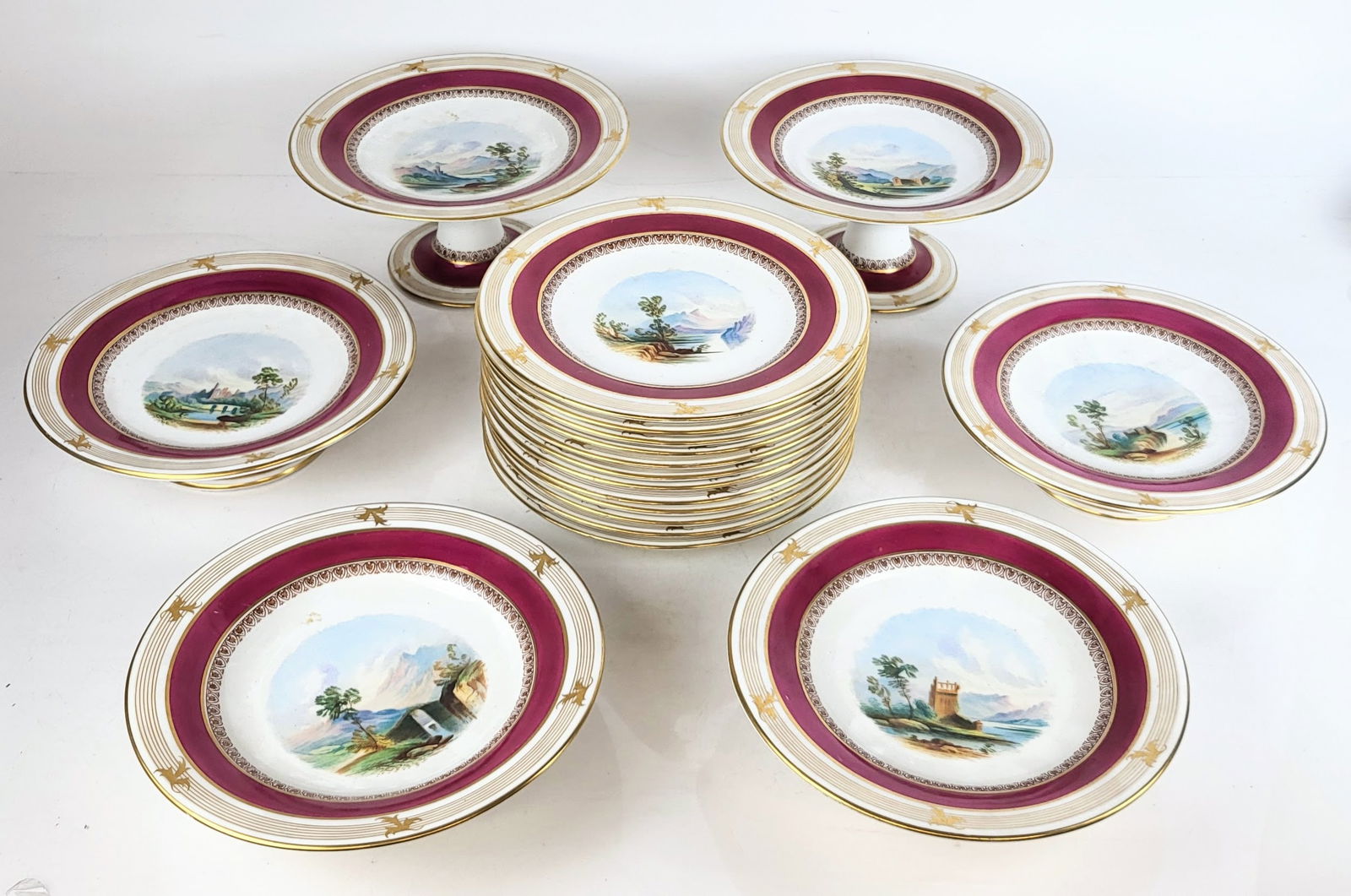 18-Pc. English Porcelain Dessert Set (1 of 17)