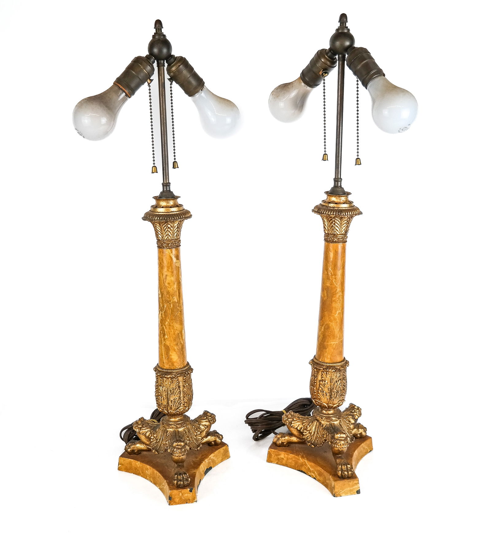 Pair of Neoclassical Tole Painted and Gilded Lamps (1 of 9)