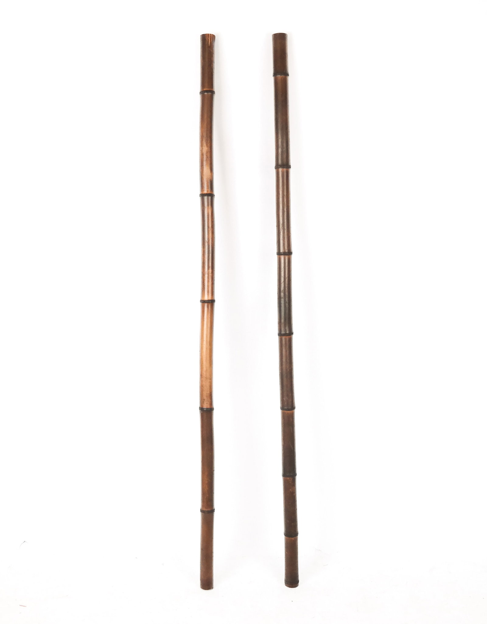 Pair Of Bamboo Textile Rods: Pair of bamboo rods / poles. [72" L x 2" Diameter]. Some splits.