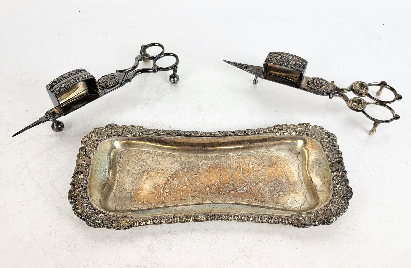 Two Silverplate Mouchettes and Tray, 3 (1 of 9)