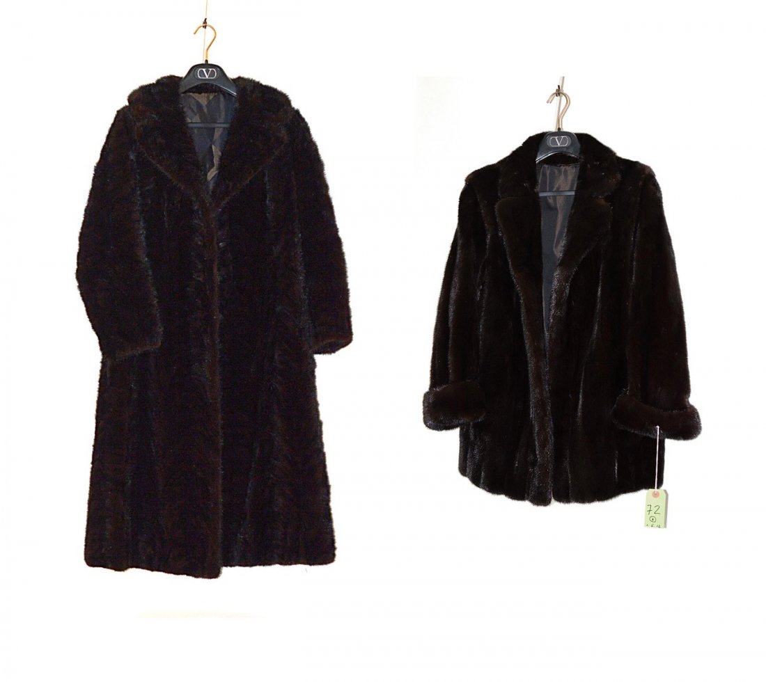 Two Fur Coats: Two mink coats. Approximately size 4. Good condition.