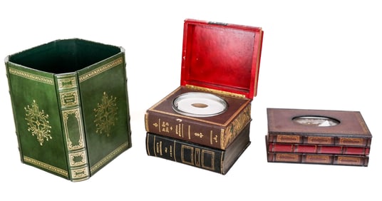 Leather and Wood Faux Book Accessories, 3