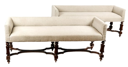 Pair of Baker Milling Road Upholstered Benches