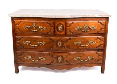 Continental Bowfront Commode with Red Marble Top