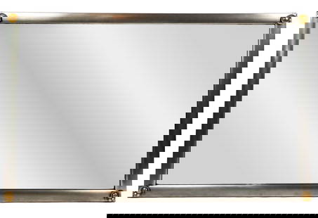 Modern Chrome and Brass Mirror