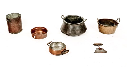 Group Of Brass & Iron Cookware