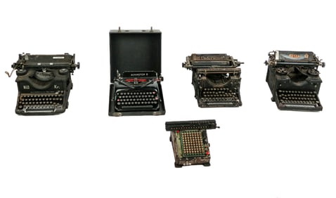 Four Vintage Typewriters, and an Adding Machine