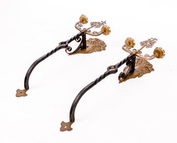 Pair Of Gothic Two-Light Wall Sconces