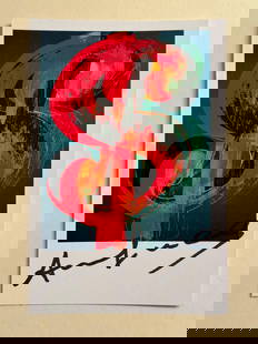 Andy WARHOL Signed Dollar Sign Postcard