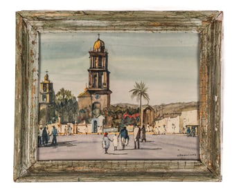 George KEEGAN: Street Scene - Watercolor Painting