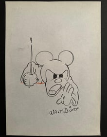 Walt DISNEY Signed Sketch of Mickey Mouse