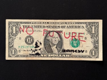 BANKSY No Future Signed and Printed Dollar Bill
