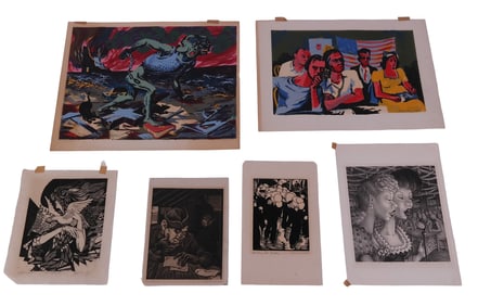 Political Satire Etchings, Silkscreens, & Woodcuts