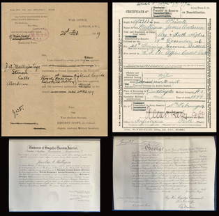 Four WWI Era British Military and Other Documents