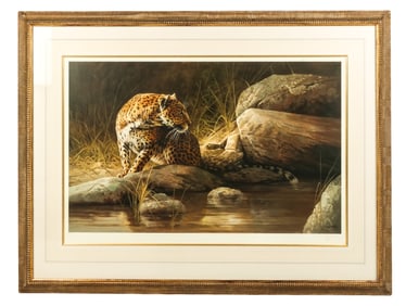 Dick Van HEERDE: Cheetah By Stream - Print