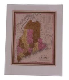 Antique Hand-Colored Map Of Maine