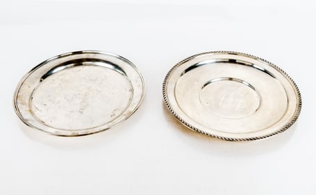 Two Sterling Silver Drink / Cake Trays