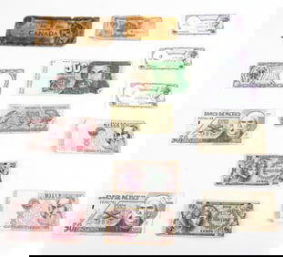 Group of Assorted and Vintage Paper Bills, 14