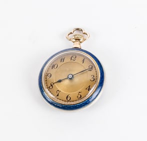 18K Gold, Enamel and Diamond Lapel Watch
