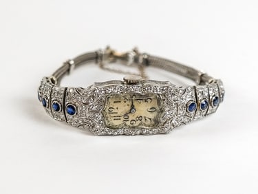 Art Deco Diamond and Sapphire Wristwatch