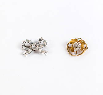 Two 14K Gold Brooches
