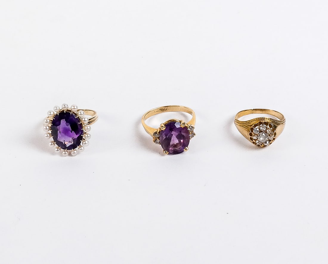 Three 14K Gold and Gem Set Rings (1 of 18)