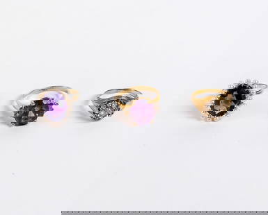 Three 14K Gold and Gem Set Rings