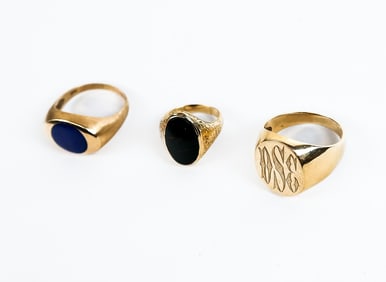 Three 14K Gold and Gemset Rings