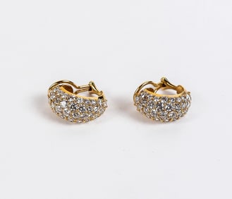 Tiffany & Co. Pr of 18K Gold & Diamond Earrings