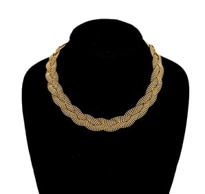 18K Gold Braided Bead Necklace