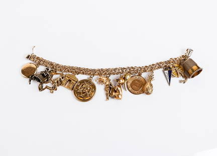 14K Gold Bracelet with Assorted Charms